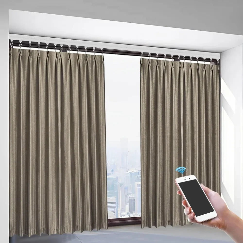 Electric Motorized Curtain Rail Track with Remote Control, Smart Curtains System Smartphone App Control Applicable for Alexa,