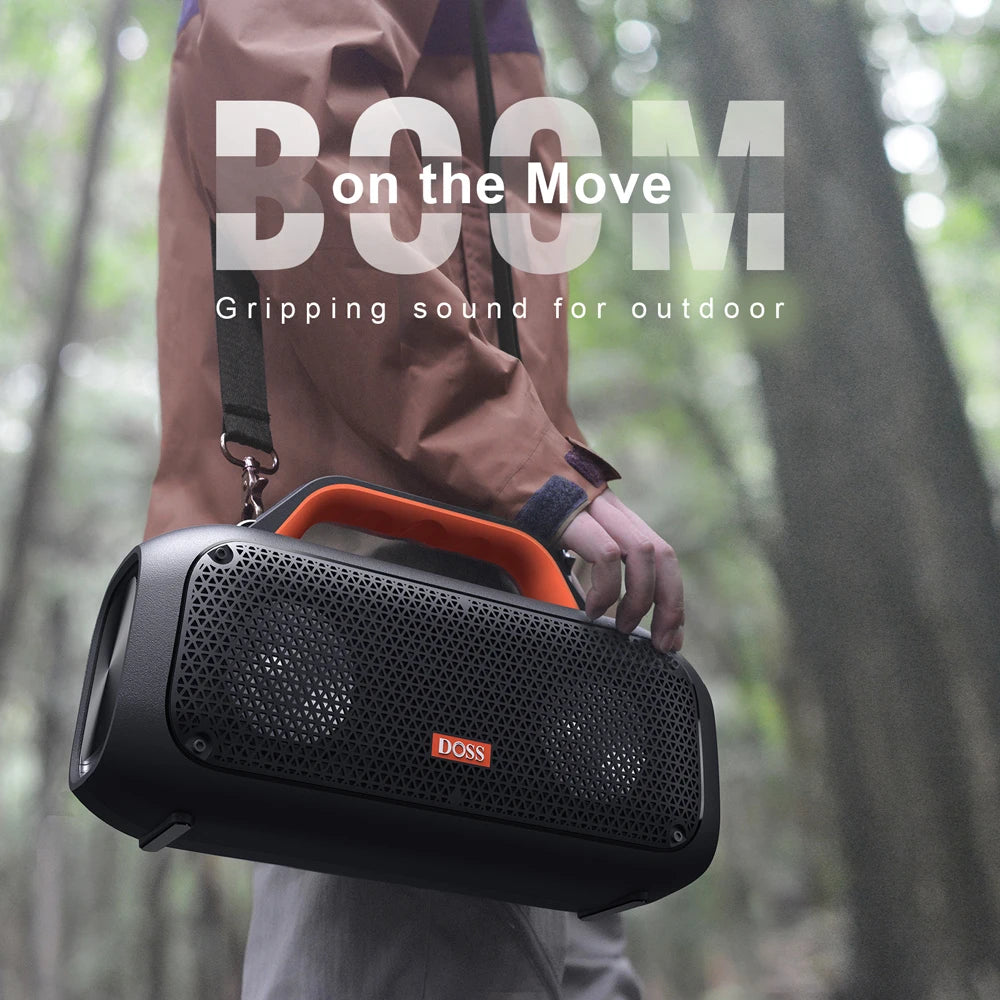 DOSS Outdoor Portable Bluetooth Speaker Powerful 60W Stereo Bass Subwoofer SoundBox IPX6 Waterproof TWS Pairing Wireless Speaker