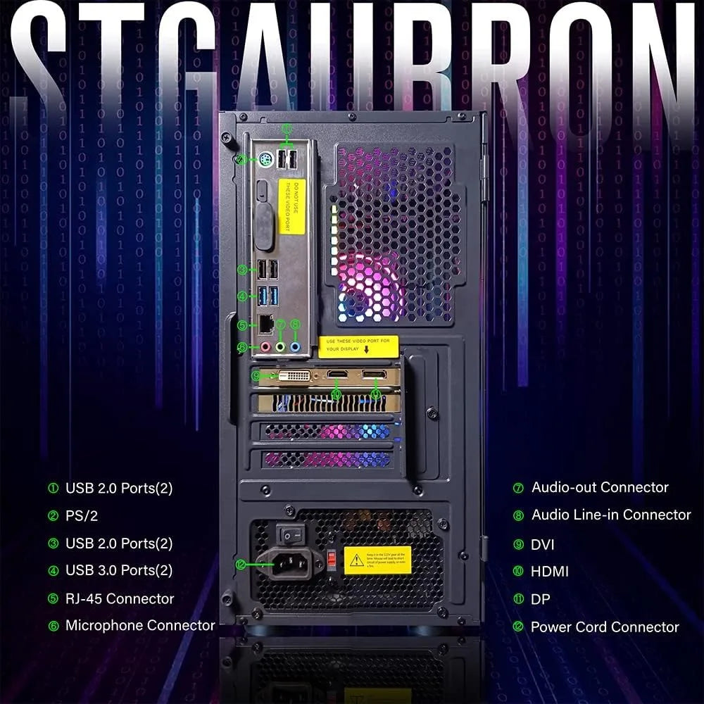 Prebuilt Gaming PC Desktop, AMD Radeon RX 550 4G GDDR5, Intel Core I5 3.3Ghz up to 3.7Ghz, 16G Ram, 512G SSD, WiFi