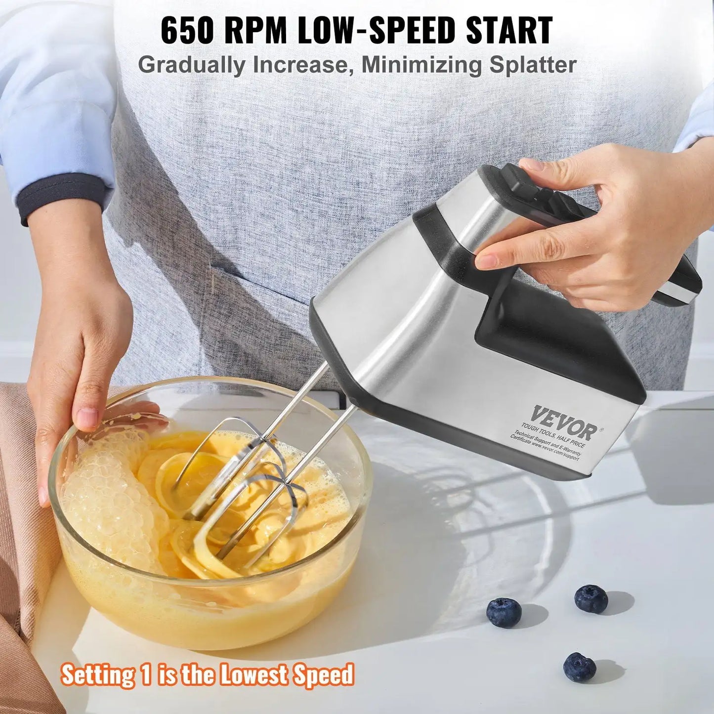Cordless Electric Hand Mixer, 250W, with Turbo Boost Beaters Dough Hooks Storage Bag for Whipping Mixing Egg Cookie Cake Cream