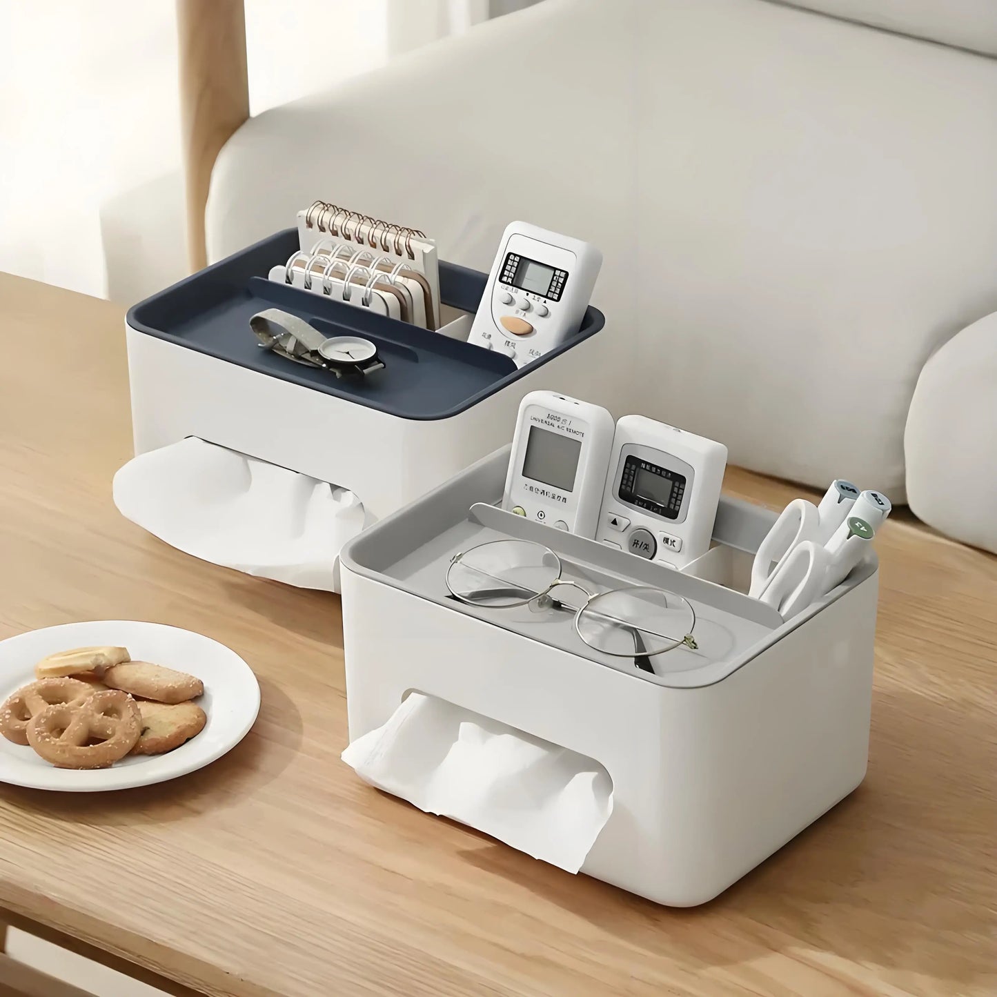 Tissue Box Napkin Holder Remote Control Storage Desk Organizer Office Multifunctional Sundries Ontainer Storage Home