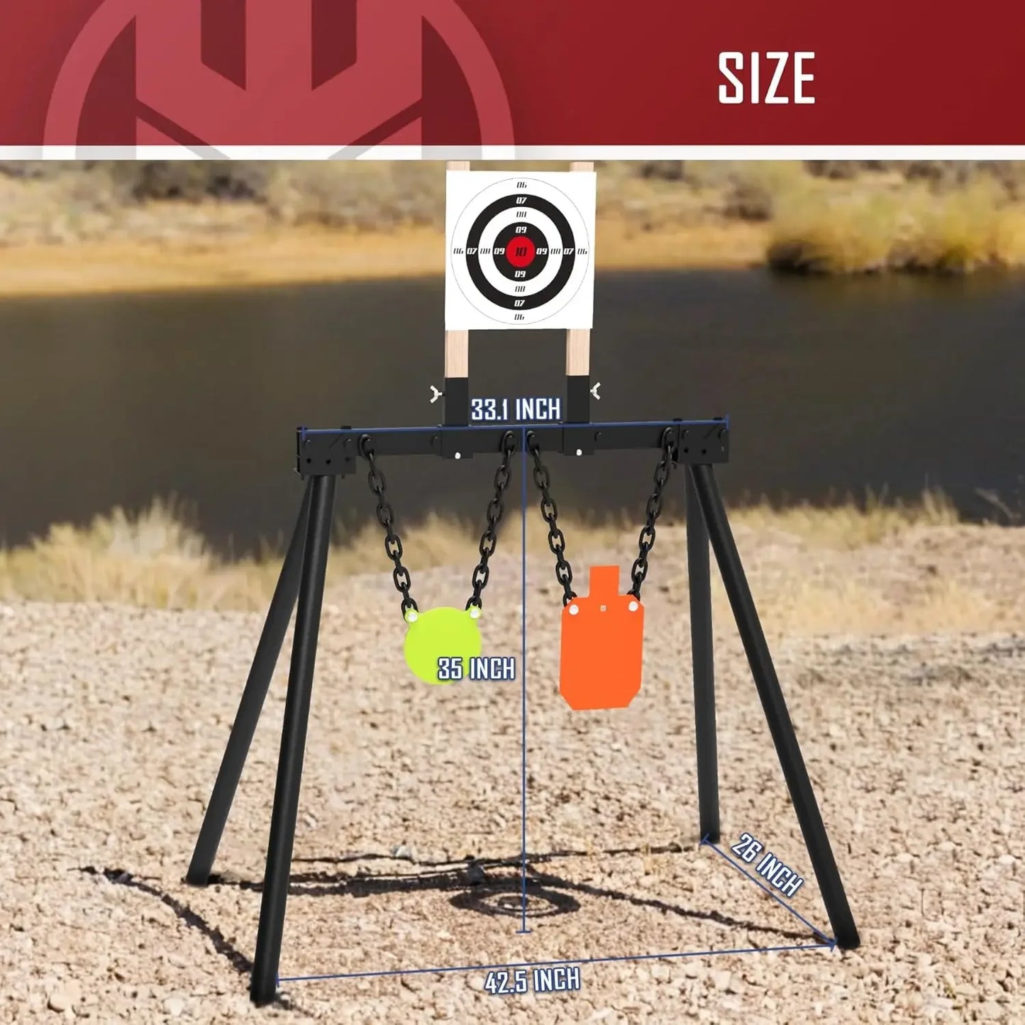 AR500 Steel Target for Shooting Target Stand System Kit, 3/8" Thick 7"x 12" Silhouette Target, 3/8" Thick 6" Gong Target