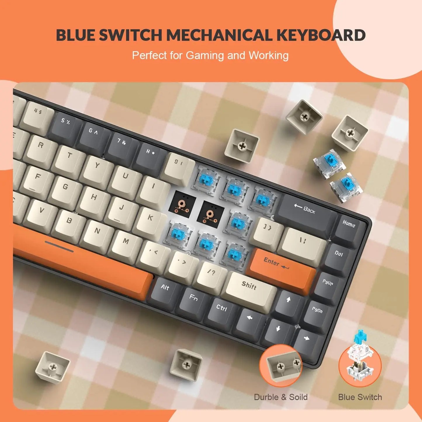 MAMBASNAKE x ZIYOU LANG T8 60% Mechanical Gaming Keyboard,68 Keys TKL Compact Layout Mini Keyboard,18 Chroma RGB Backlit