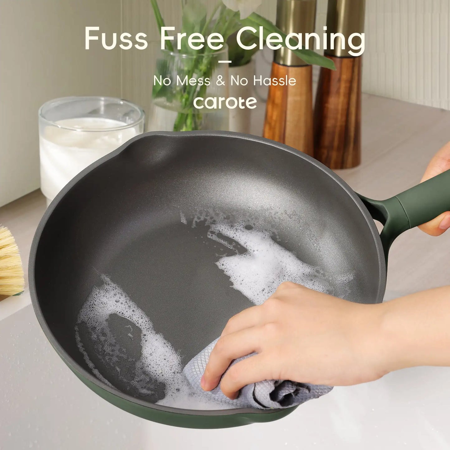 19 Pcs Nonstick Cookware Sets, Non Stick Pots and Pans Set, Induction Cookware, Dark Green