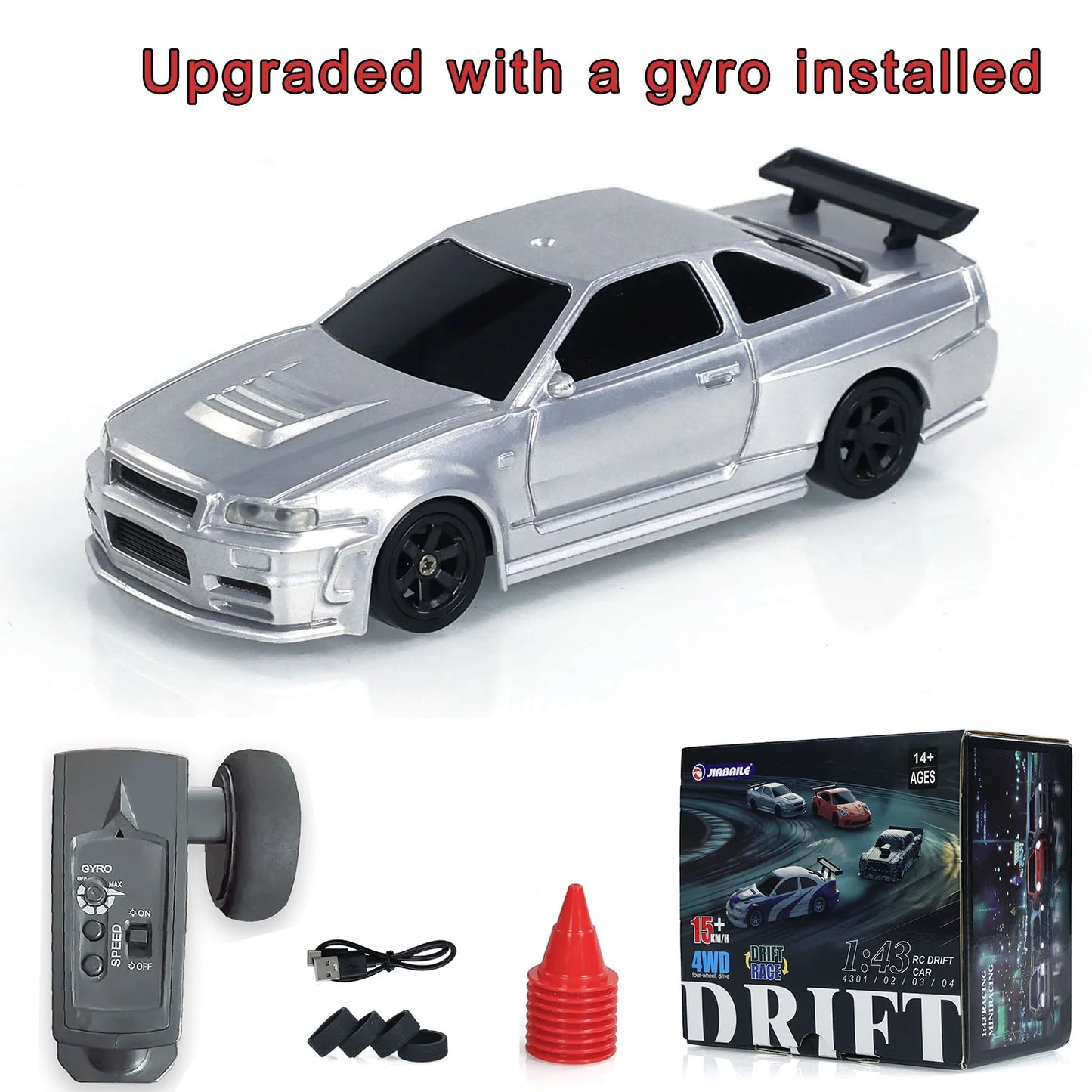 US Stock Toys 1/43 Scale RTR RC Drift Car Gyro Race Car 4WD Ready to Run Mini Car Toy High Speed Vehicle Finished Model for Gift
