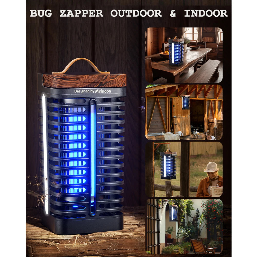 Minimoon Bug Zapper Outdoor with Dual LED Lights 15W Mosquito Zapper 4200V Electric Fly Trap IPX4 Fly Zapper for Backyard Patio