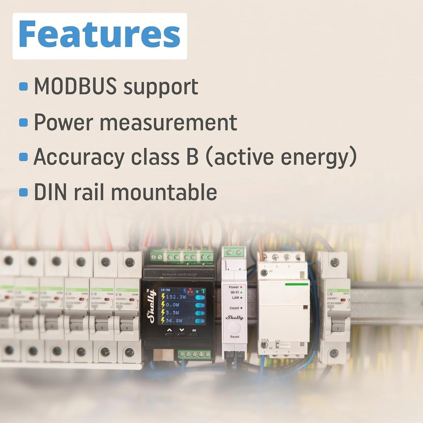 Wi-Fi & LAN Energy Meter with Contactor Control | DIN-Rail | Home Automation | Bluetooth Gateway