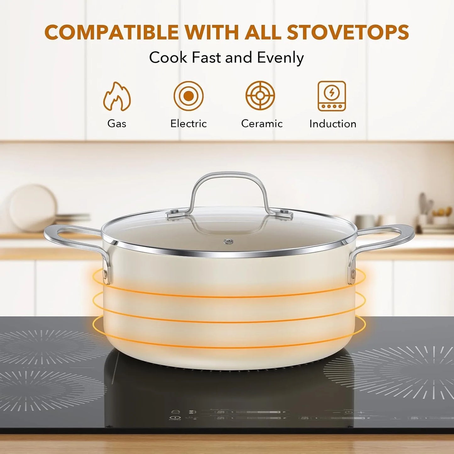 Ceramic Pots and Pans Set, Non Stick Cookware Sets 11 Pcs(PFAS PFOA PTFE FREE), Non Toxic Cookware, Induction Cooking Pan Set