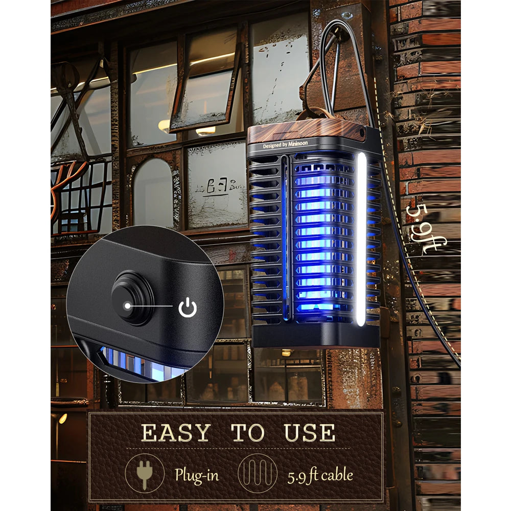 Minimoon Bug Zapper Outdoor with Dual LED Lights 15W Mosquito Zapper 4200V Electric Fly Trap IPX4 Fly Zapper for Backyard Patio