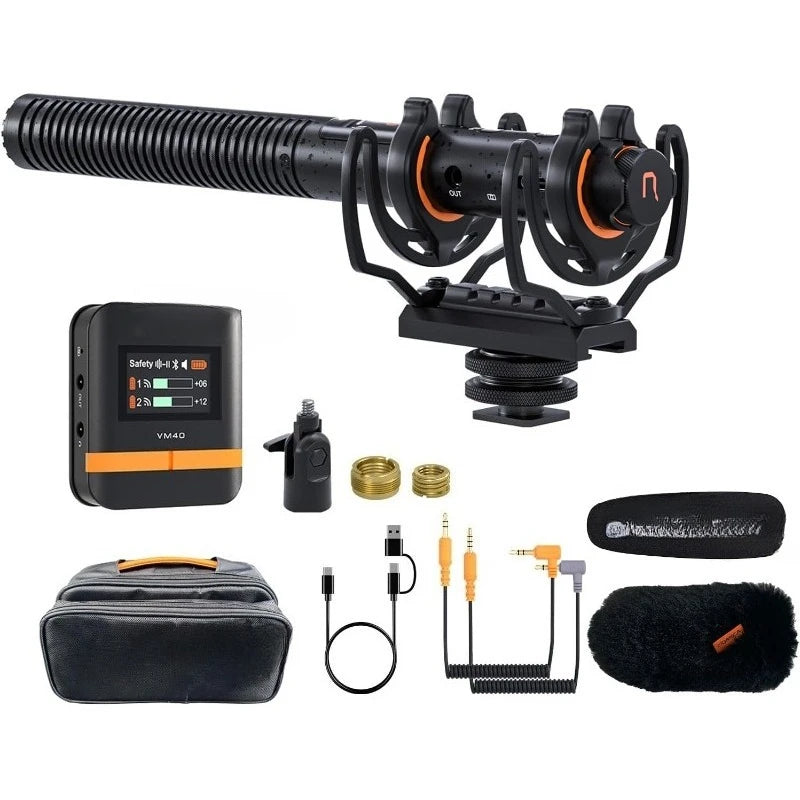VM40 Wireless Shotgun Microphone with Receiver for Camera,Smartphone and PC,Support APP Control USB C Digital Output for
