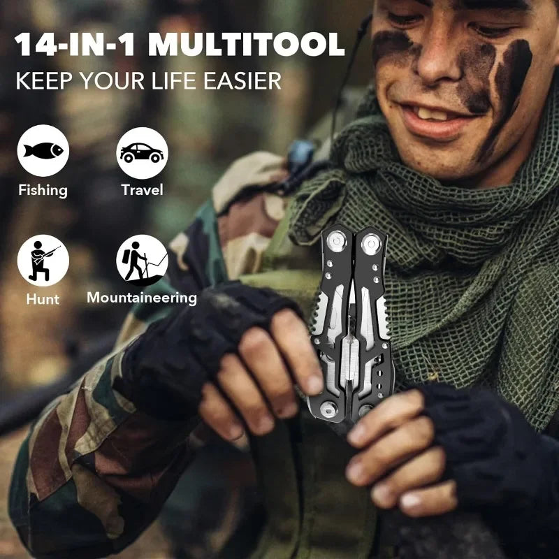 Hot Sale.10 Pcs14-In-1 Multitool -Multi-functional Stainless Steel Pocket Knife for Men,Perfect for Outdoor,Home,and Auto Repair