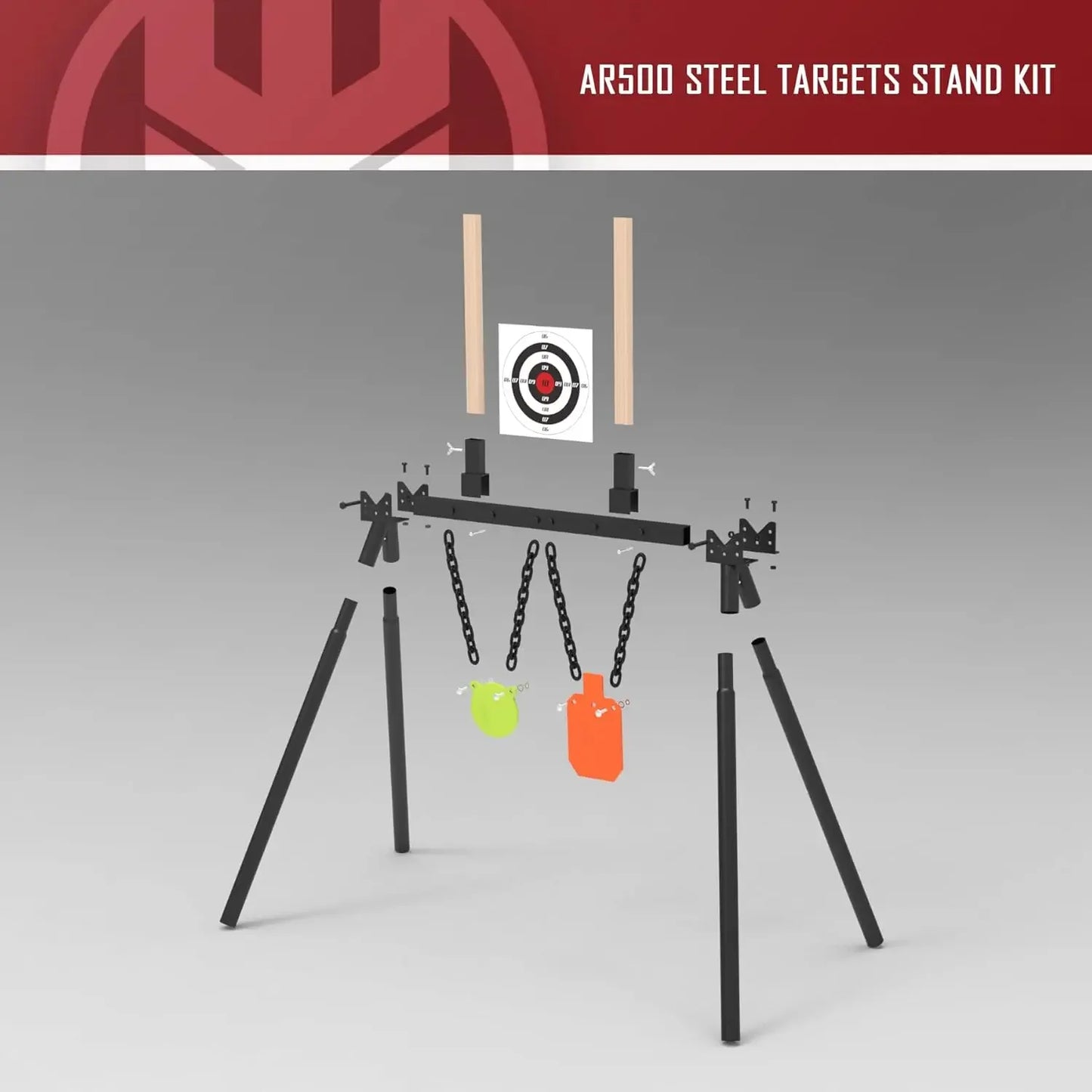 AR500 Steel Target for Shooting Target Stand System Kit, 3/8" Thick 7"x 12" Silhouette Target, 3/8" Thick 6" Gong Target