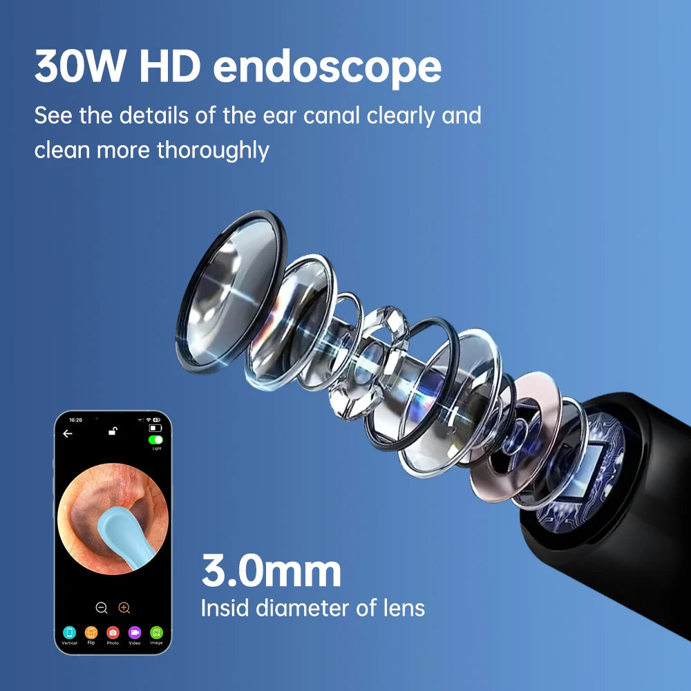 Smart WIFI Visual Ear Cleaner 500W HD Camera Endoscope Ear Picker Health Care with 6 LED Lights Earwax Removal Tools Ear Care
