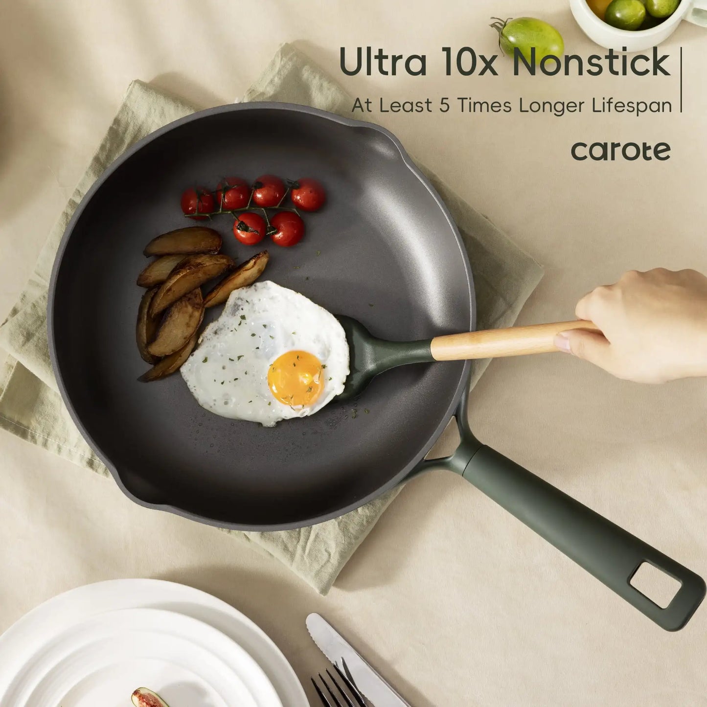 19 Pcs Nonstick Cookware Sets, Non Stick Pots and Pans Set, Induction Cookware, Dark Green