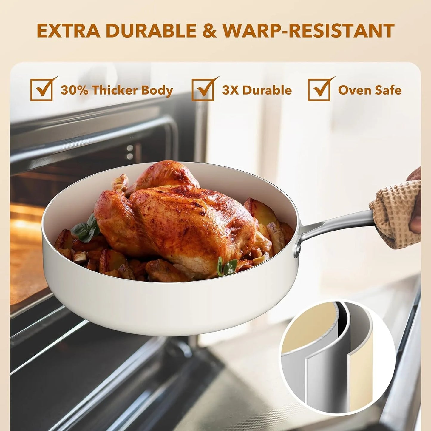 Ceramic Pots and Pans Set, Non Stick Cookware Sets 11 Pcs(PFAS PFOA PTFE FREE), Non Toxic Cookware, Induction Cooking Pan Set