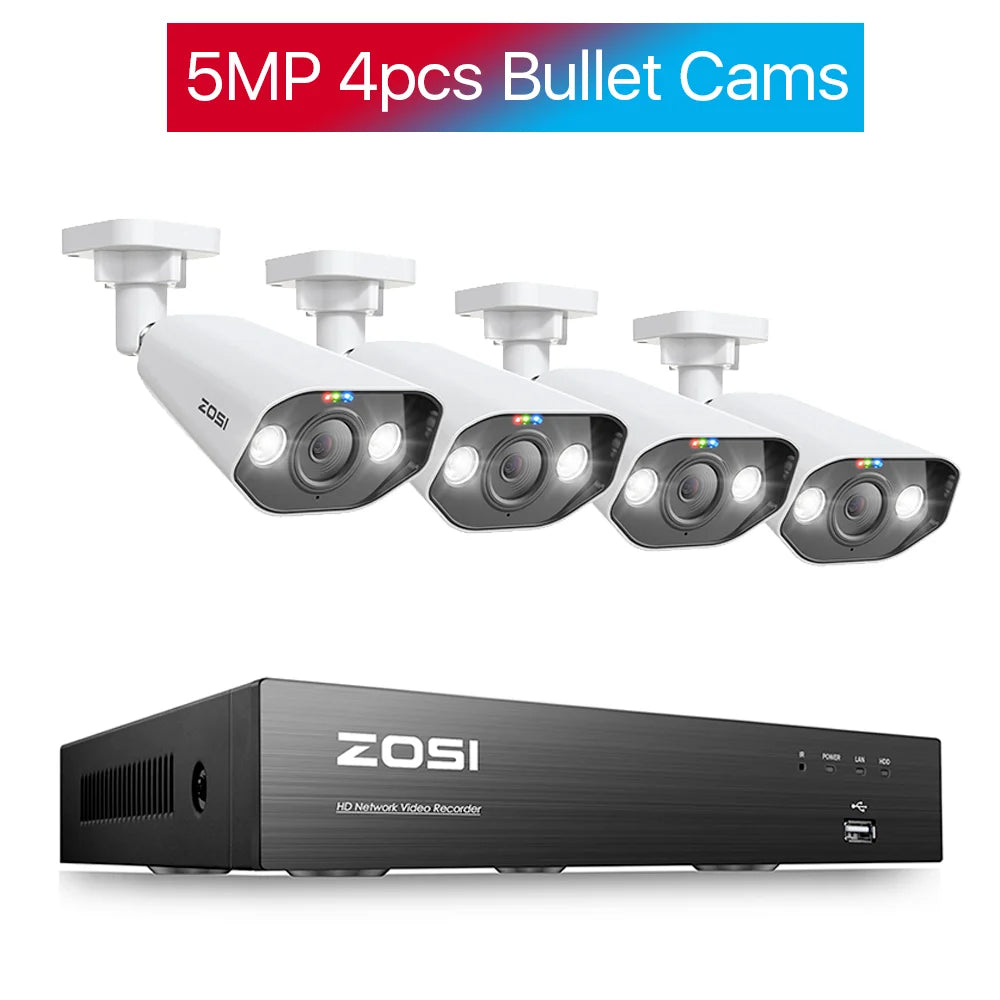 ZOSI 8CH 5MP PTZ Security POE IP Camera System Two Way Audio AI Face Detect 8MP NVR Kit CCTV Home Outdoor Video Surveillance Set
