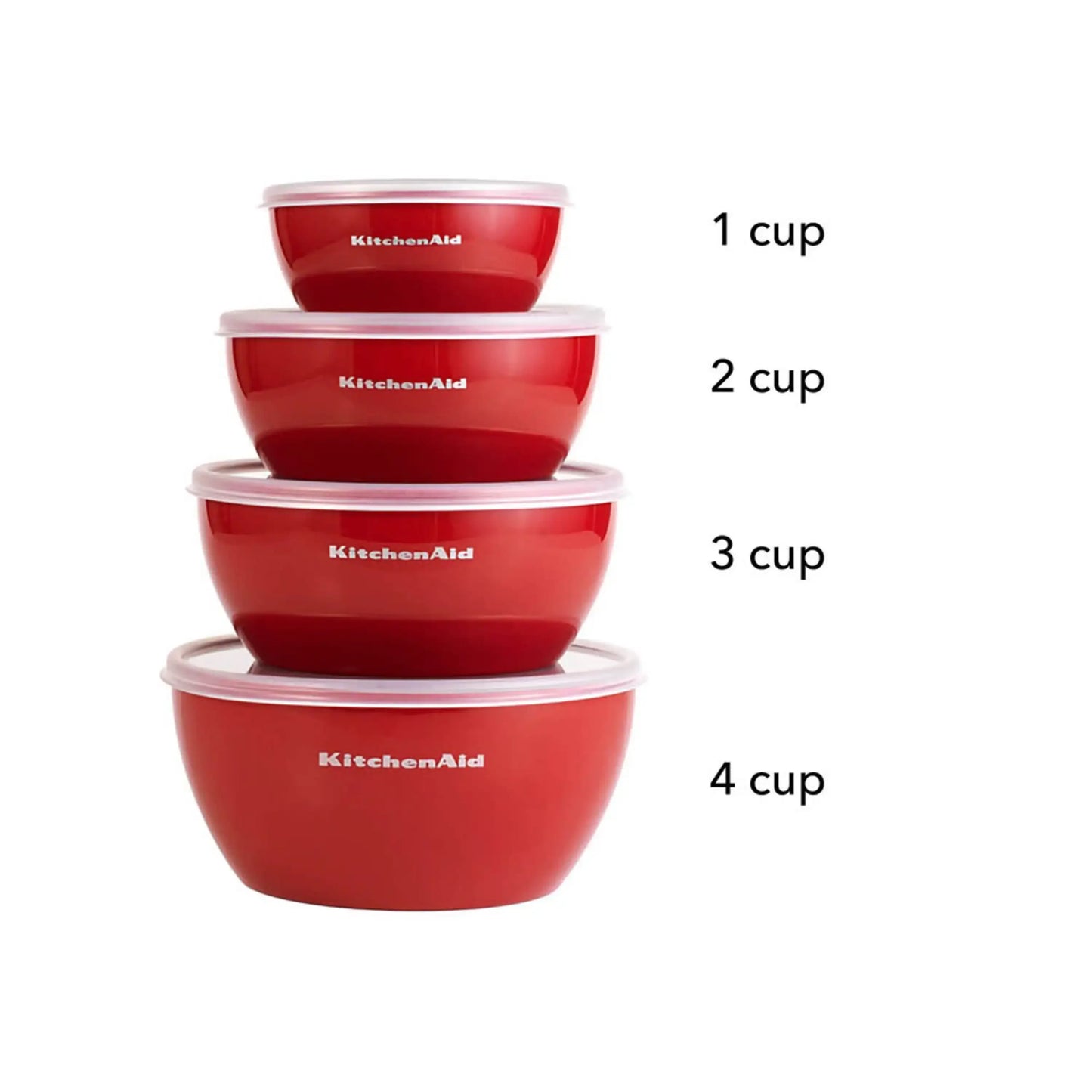 KitchenAid Set of 7 Plastic Prep and Mixing Bowls in Empire Red