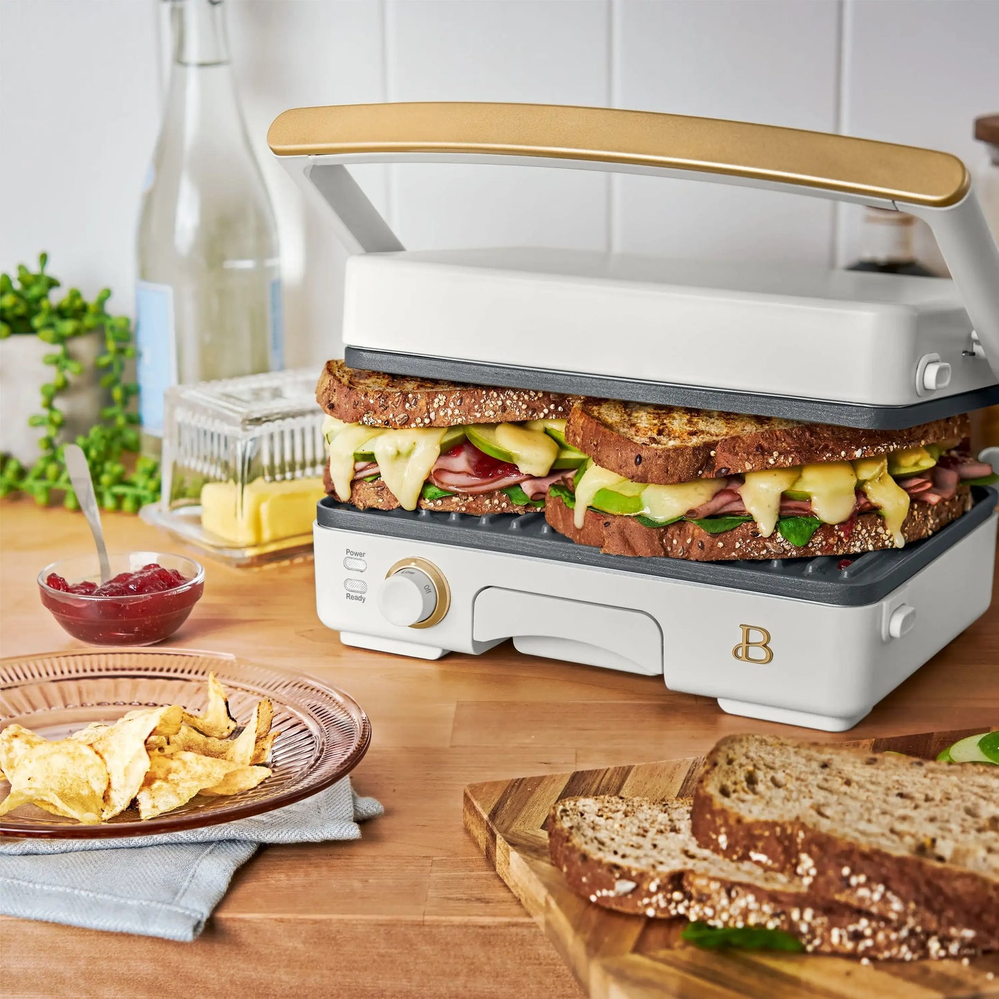 2-in-1 Panini Press & Grill, White