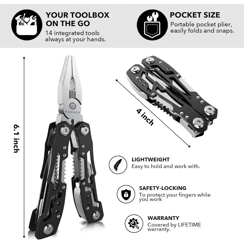 Hot Sale.10 Pcs14-In-1 Multitool -Multi-functional Stainless Steel Pocket Knife for Men,Perfect for Outdoor,Home,and Auto Repair