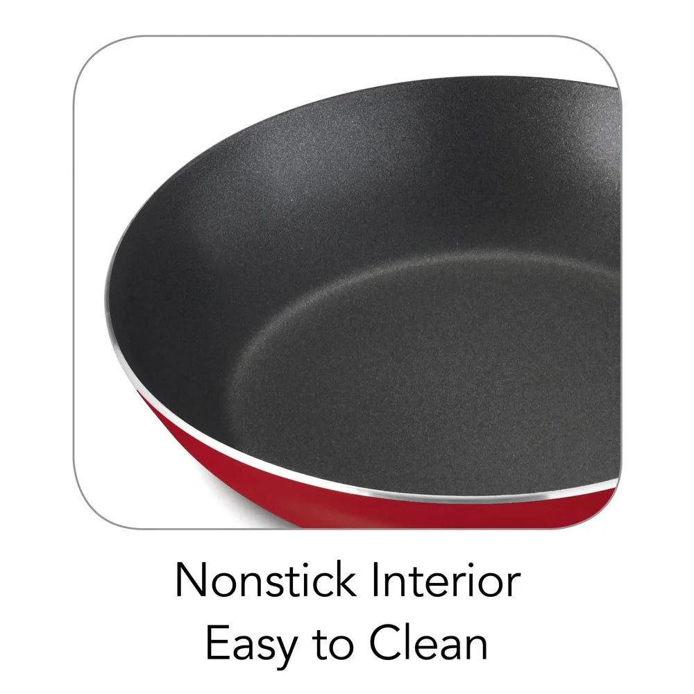9 Piece Nonstick Cookware Set with Tempered Glass Lids Easy Clean Aluminum Stackable Design Everyday Cooking