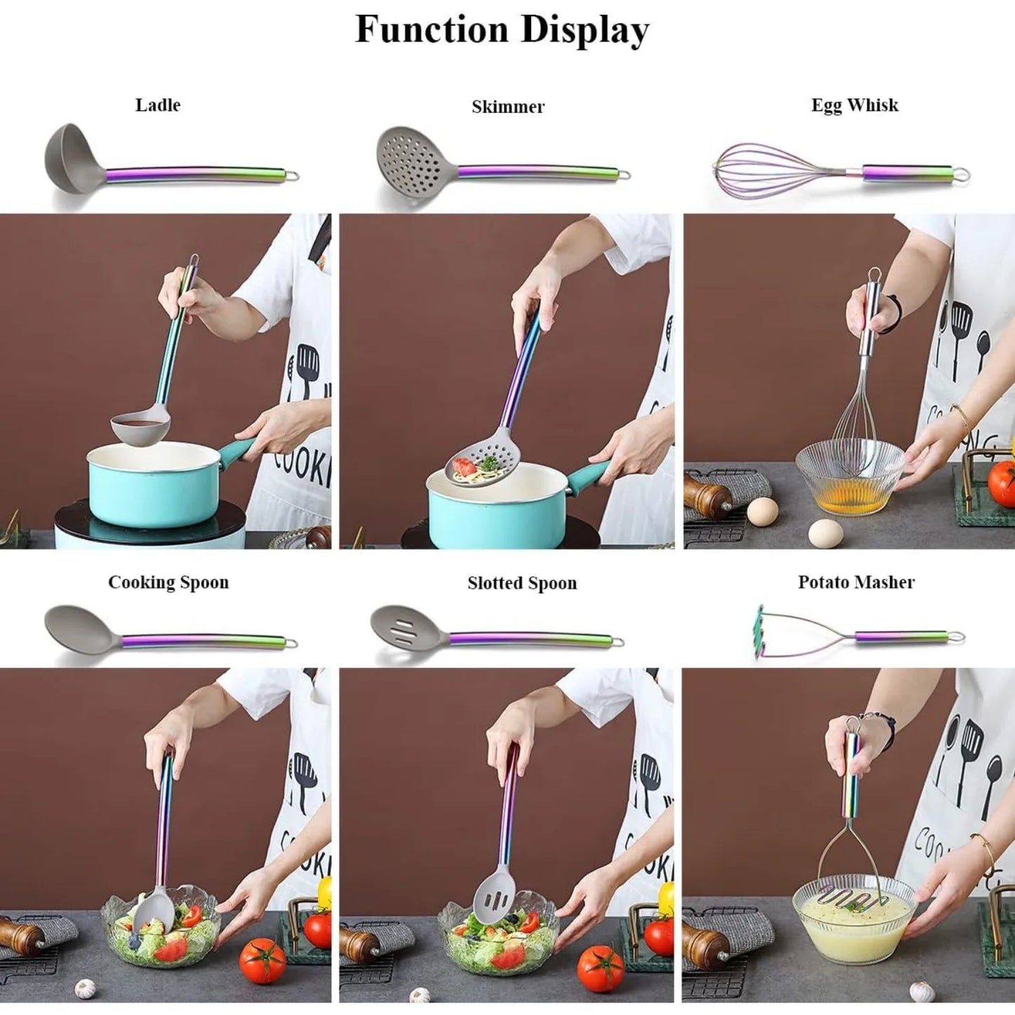38 Piece Silicone kitchen Cooking Utensils Set with Utensil Crocks, Silicone Head and Stainless Steel Handle Cookware