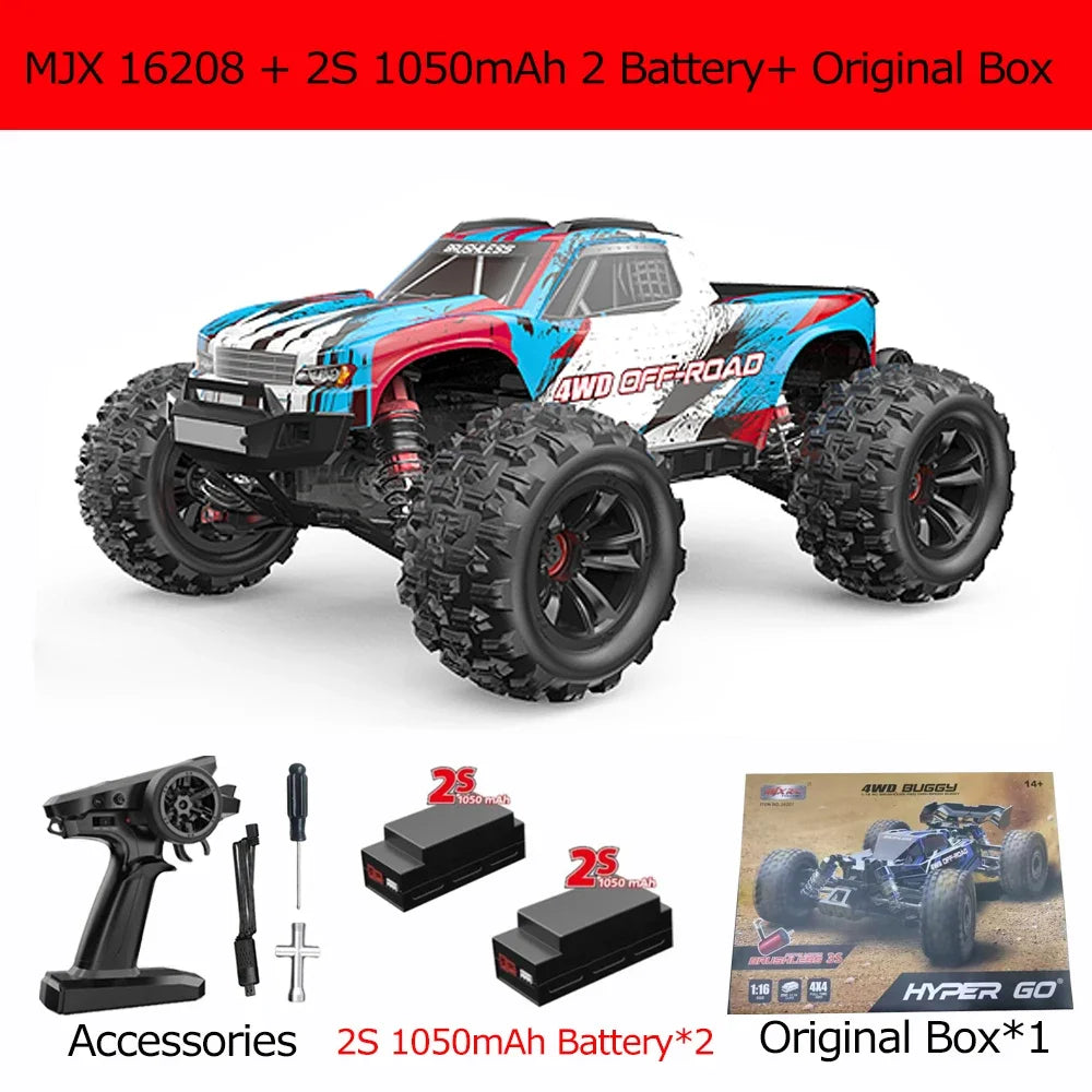 MJX 16208 V2.0 1/16 Rc Cars 4WD Off-Road Racing Truck Brushless 2.4g RC Cars Hyper GO High-speed Drift Remote Control Car Toys