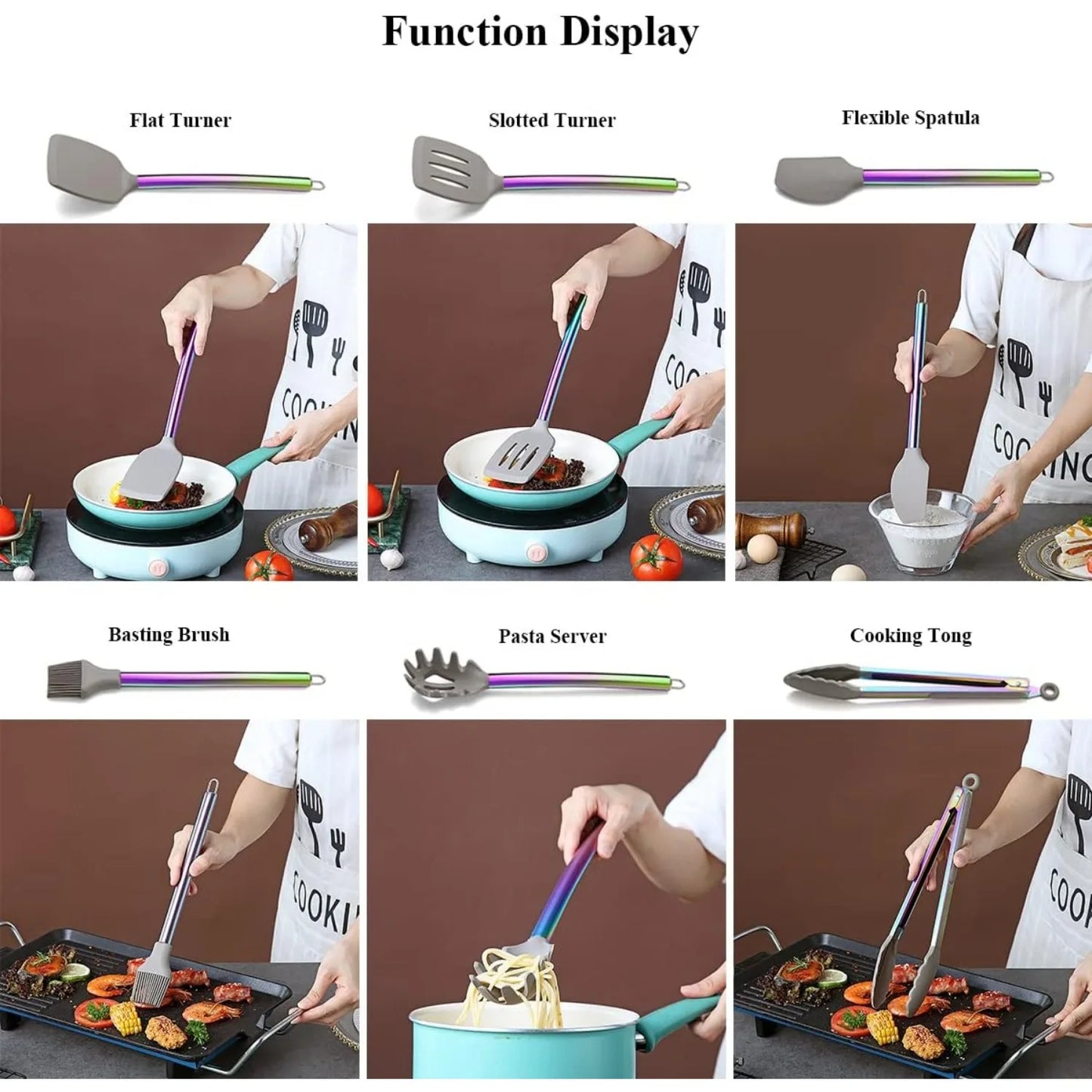 38 Piece Silicone kitchen Cooking Utensils Set with Utensil Crocks, Silicone Head and Stainless Steel Handle Cookware