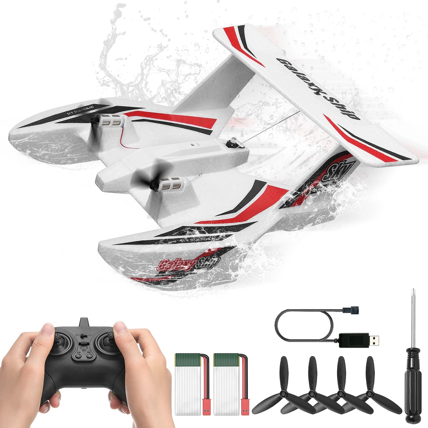 SucceBuy EPP Foam RC Plane 2.4G 3CH Radio Control Aircraft Sea And Air RC Glider Water Land Flying Airplane Toys Gift For Boys