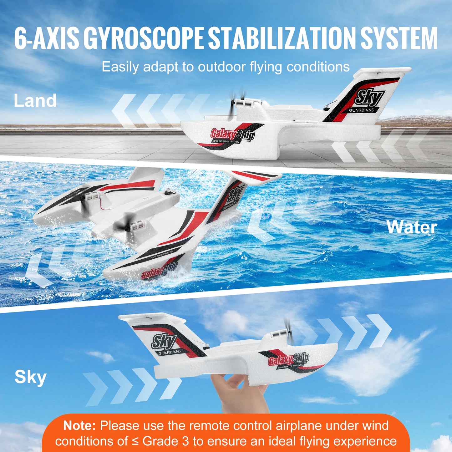SucceBuy EPP Foam RC Plane 2.4G 3CH Radio Control Aircraft Sea And Air RC Glider Water Land Flying Airplane Toys Gift For Boys