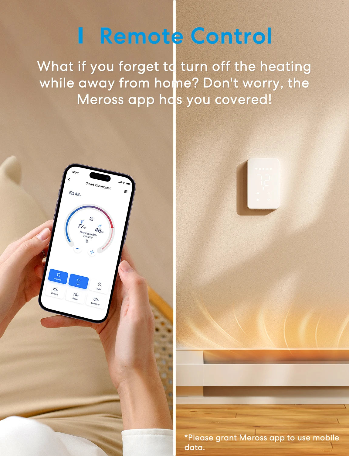 Meross Smart Homekit Wi-Fi Thermostat Temperature Controller for Electric Heating System Work with Alexa Google Assistant