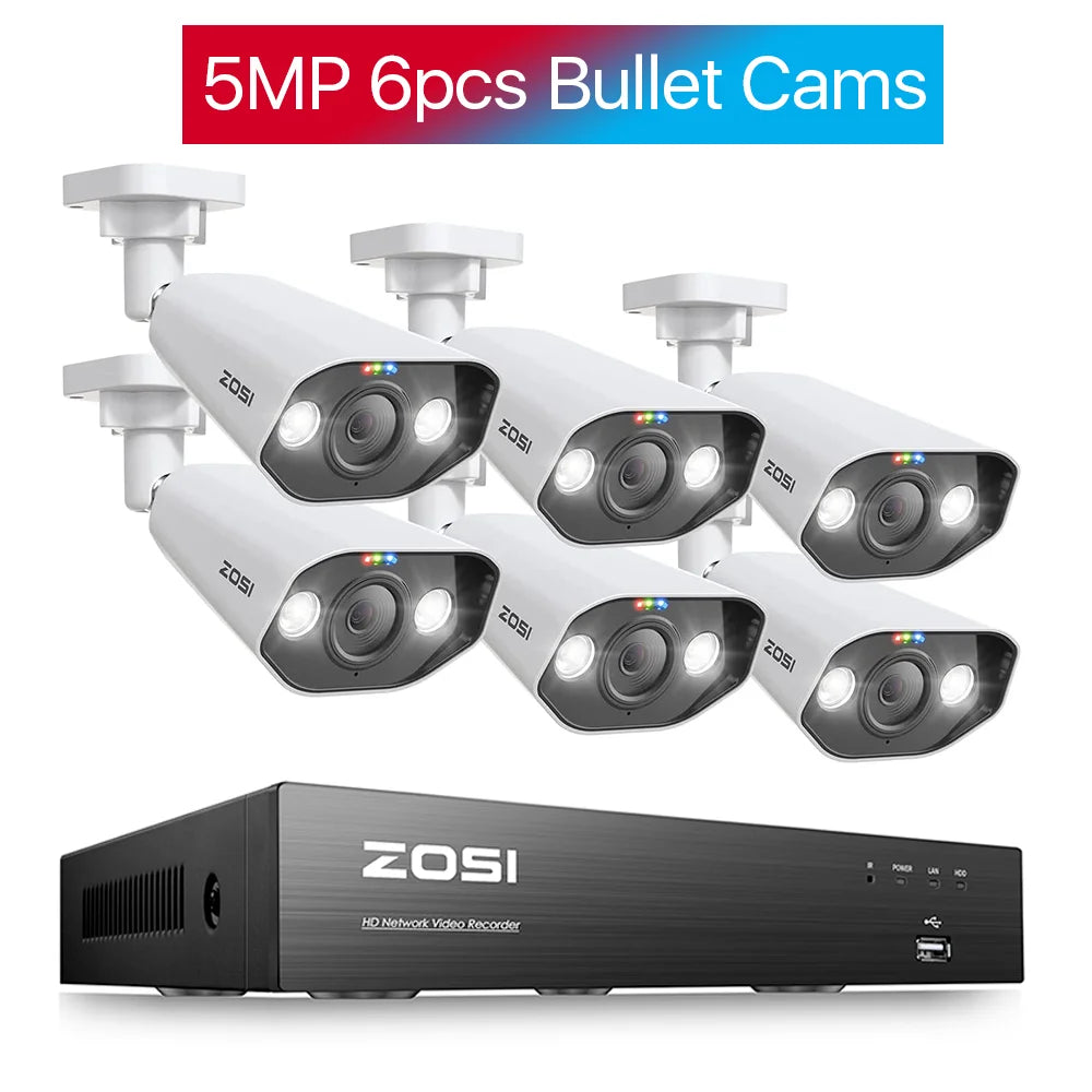 ZOSI 8CH 5MP PTZ Security POE IP Camera System Two Way Audio AI Face Detect 8MP NVR Kit CCTV Home Outdoor Video Surveillance Set
