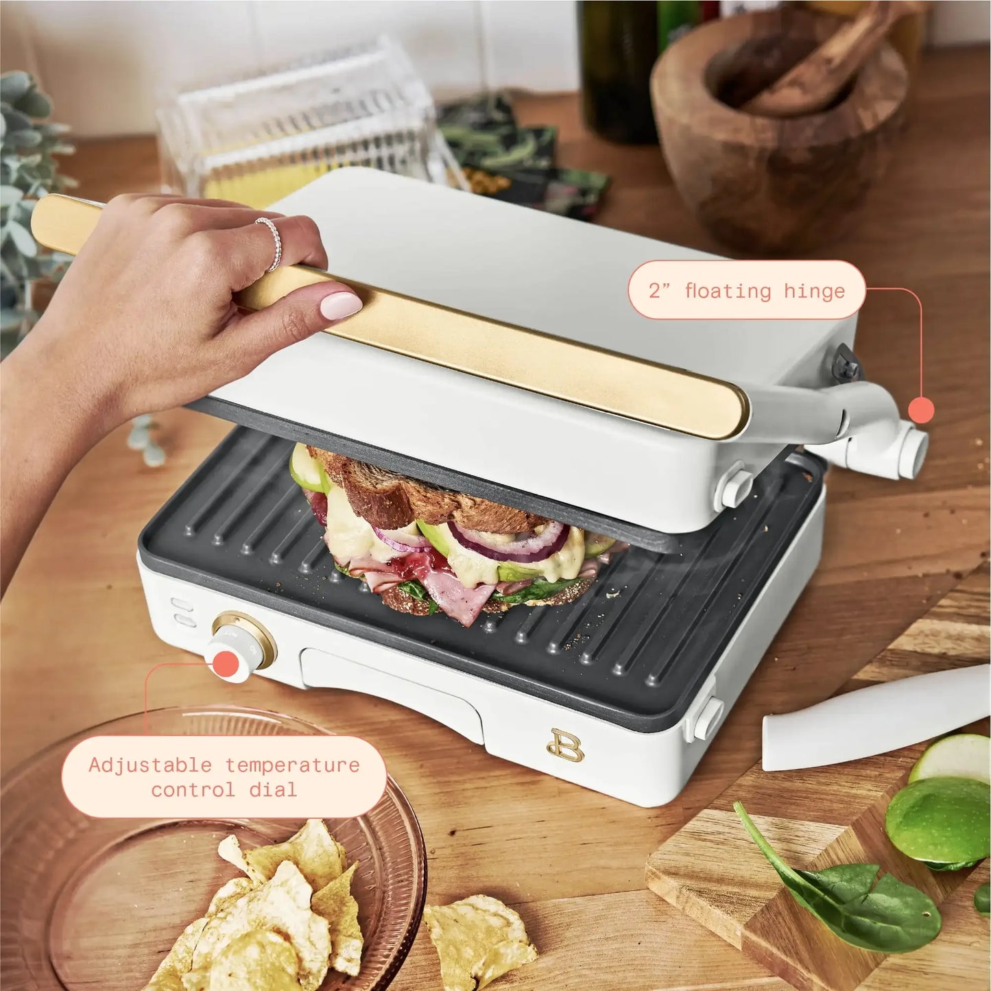 2-in-1 Panini Press & Grill, White