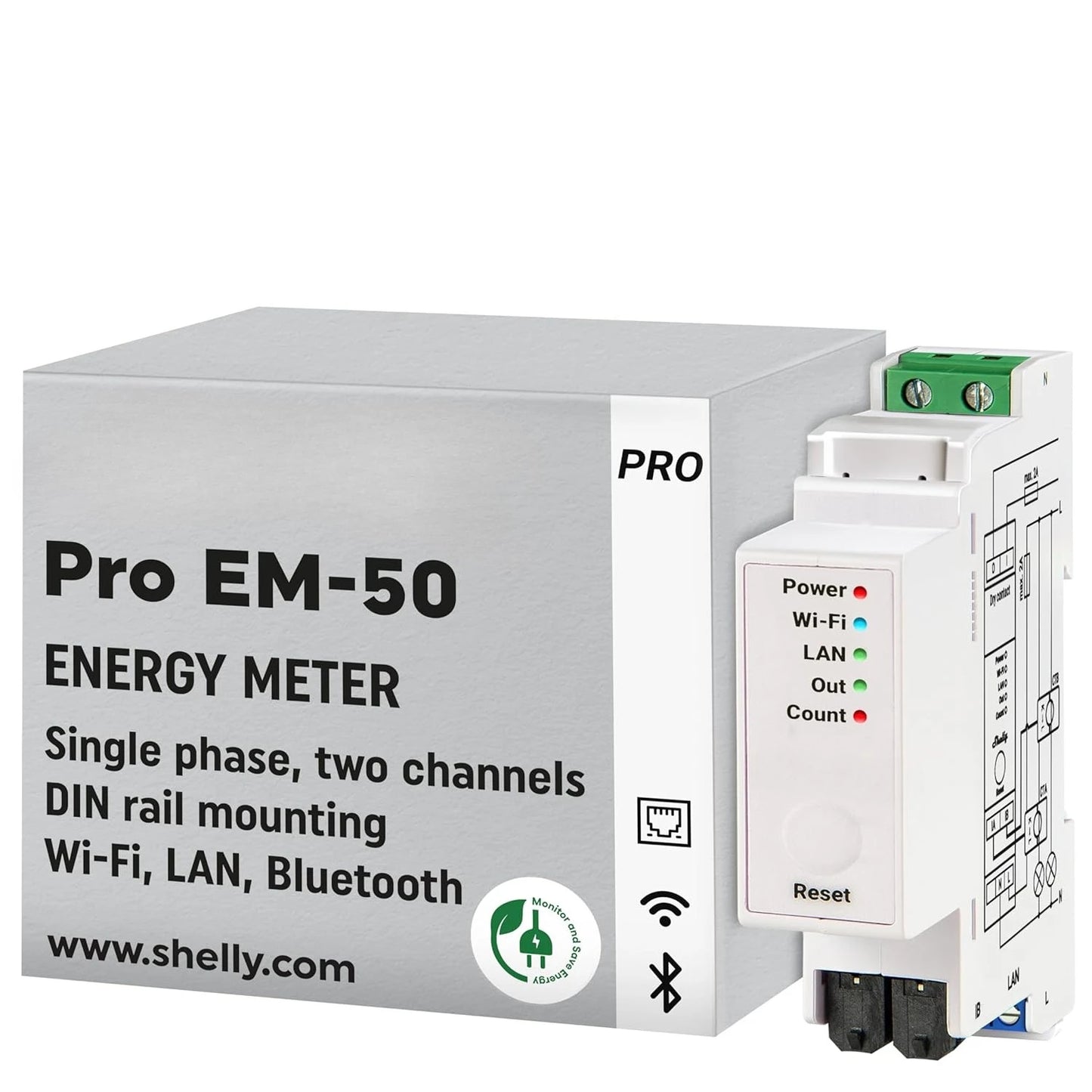 Wi-Fi & LAN Energy Meter with Contactor Control | DIN-Rail | Home Automation | Bluetooth Gateway