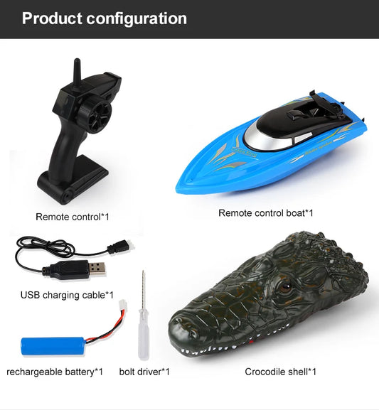 Remote Control Crocodile Speed Boat Toy for Kids, Long Battery Life, Simulation Crocodile Heads, RC Crocodile Ship Toy Gift