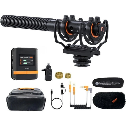 VM40 Wireless Shotgun Microphone with Receiver for Camera,Smartphone and PC,Support APP Control USB C Digital Output for