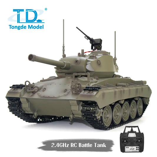 Tongde M24 Chaffee 1/16 RC Light Tank 320 Degree Rotation Infrared Battle Barrel Recoil Electric Toy Model TH24484