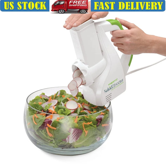 Electric Salad Shooter Slicer Shredder Easy Clean Dishwasher Safe Compact Kitchen Tool Fruits Vegetables Cheese Nuts