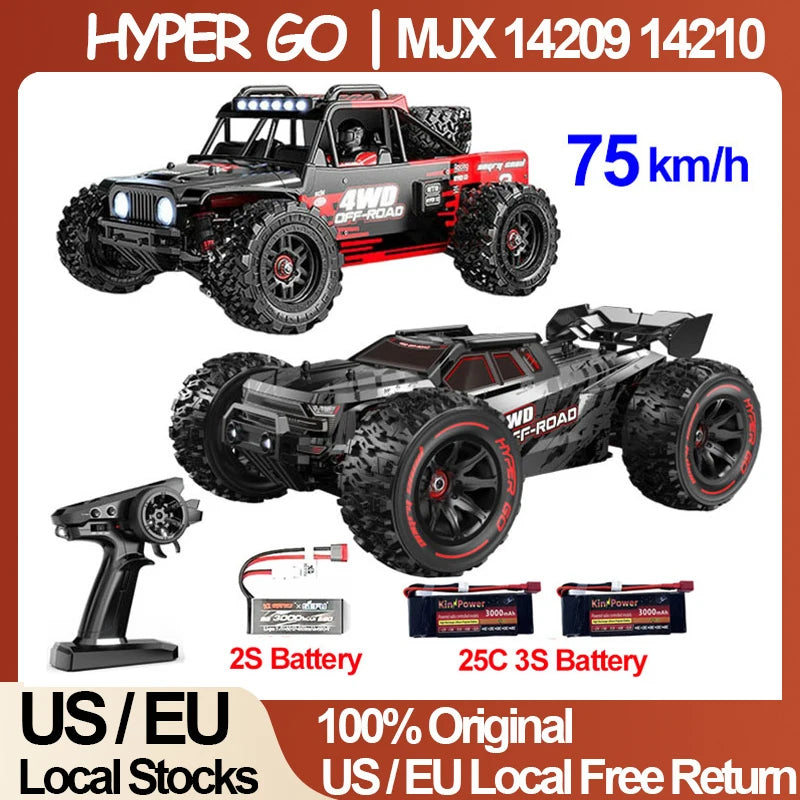 MJX 14209 14210 V3.0 1/14 RC Car 75km/h Brushless Hyper Go 2.4G Remote Control 4WD Off-road Racing RC Truck Electric Hobby Toy