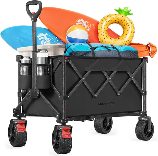 40-Gallon Collaspible Wagon Wagons Carts Foldable for Camping Garden Outdoor with Handle Holds up to 330 lb 4 Removable Wheels S